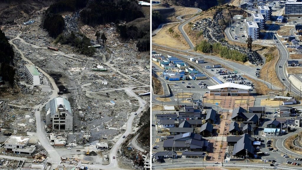 Tohoku năm 2011 và năm 2021/ Photo: nippon.com
