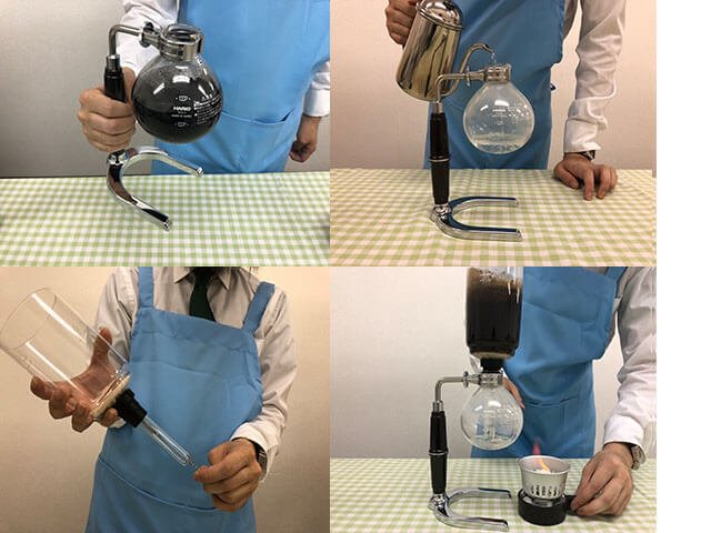 Quá trình pha chế cà phê bằng Syphon / Photo: https://waterserver-kuchi.net