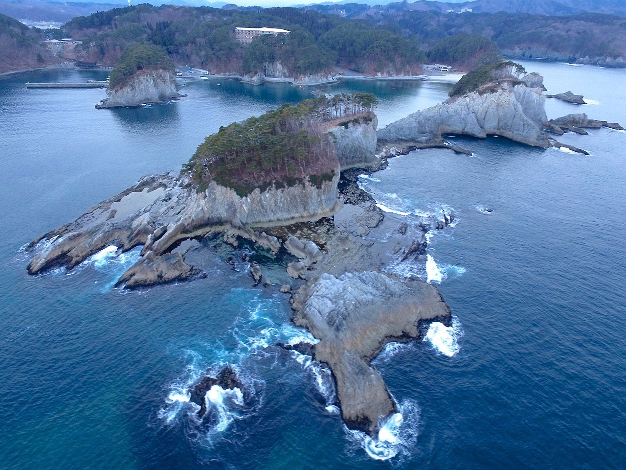 Biển Joudogahama tuyệt đẹp với sự tương phản của đá trắng, thông xanh và biển xanh / Photo: https://ja.wikipedia.org